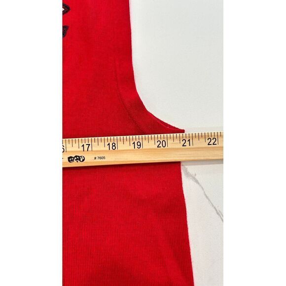 Womens Y2k Large Wool Sweater Vest Aztec Red Preppy Academia Grandmacore Retro - Picture 7 of 8